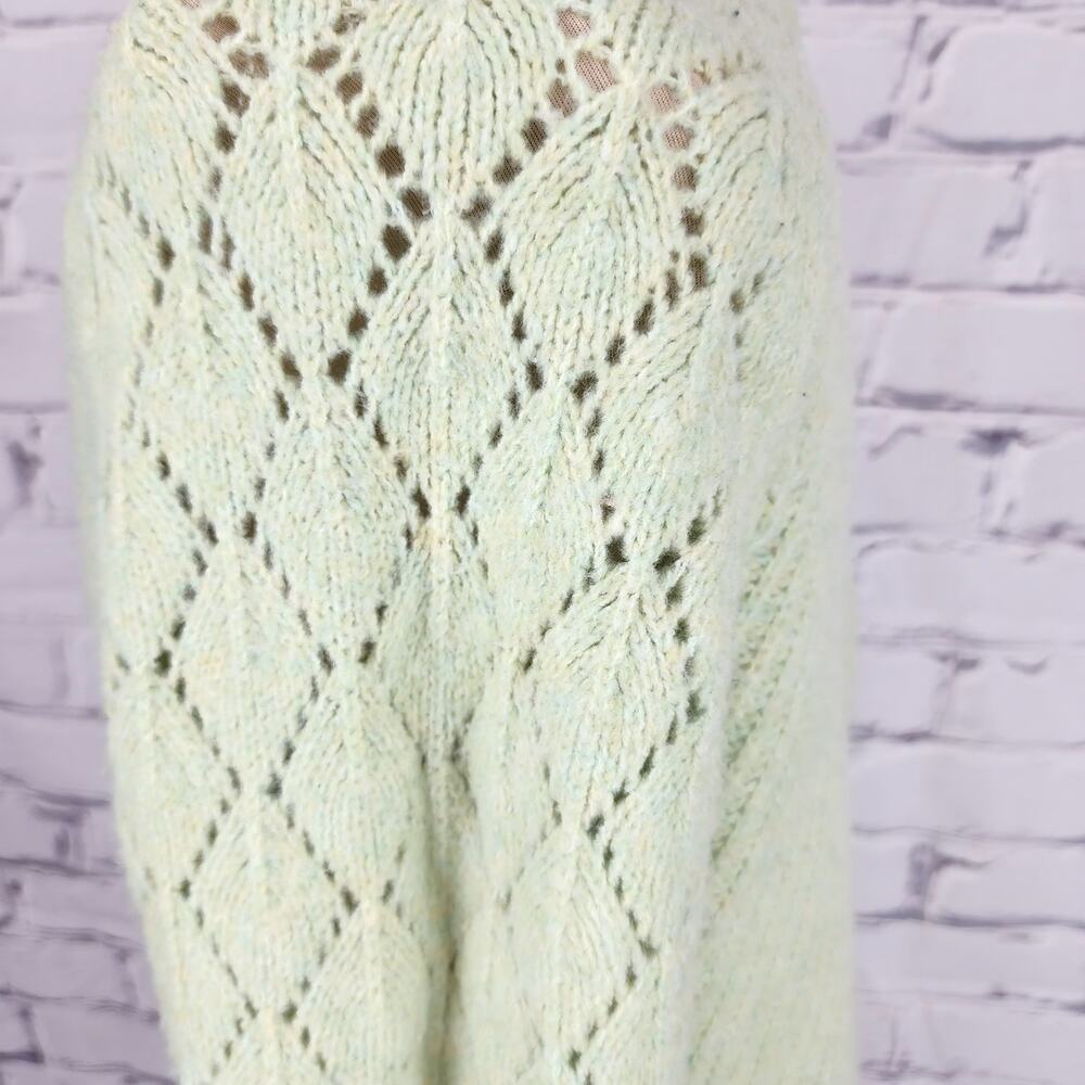 By Anthropologie Green Long Sleeve Pointelle V-Neck Pullover Sweater Size XS - Picture 7 of 9